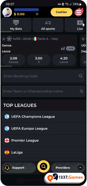 Bet via mobile app online