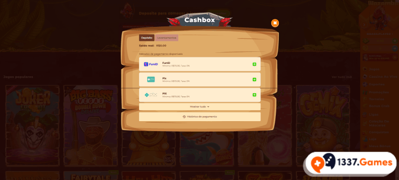 Deposite em um cassino on-line confiável