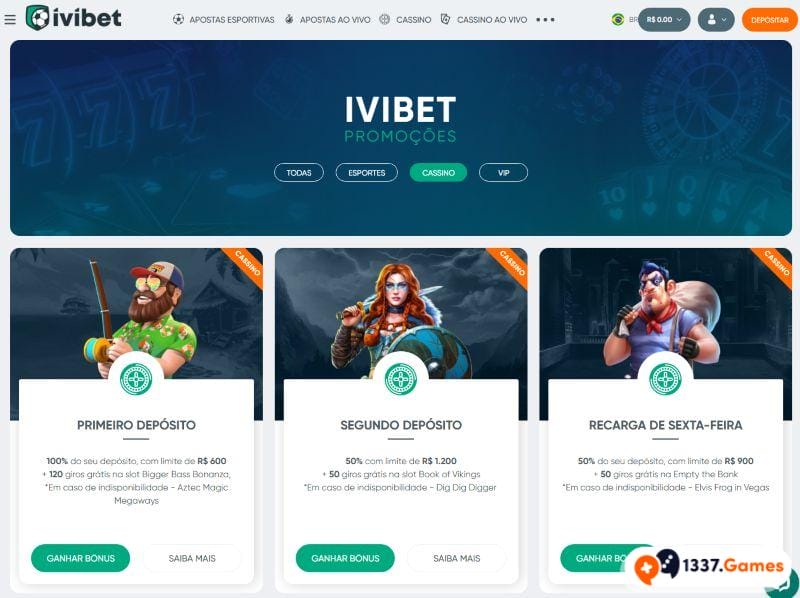 Ivibet Cassino Brasil dinheiro real Promocoes