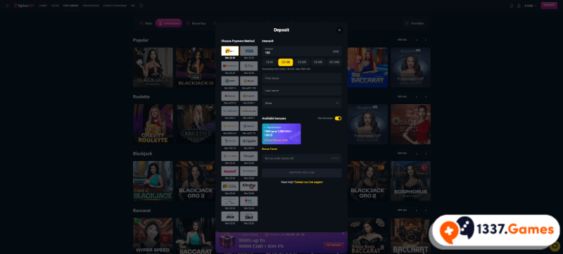 Deposit funds at SpinsUp Casino