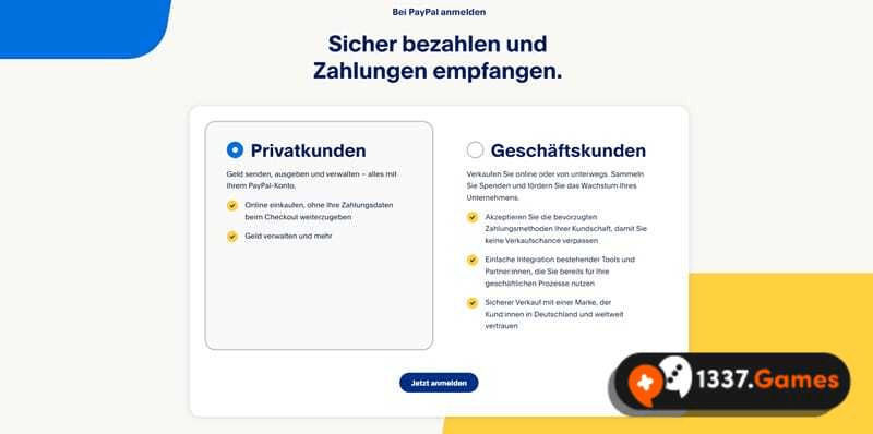 paypal konto auswählen