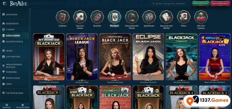 Live Blackjack Bet Alice