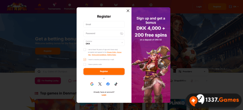 registrering i et dansk casino