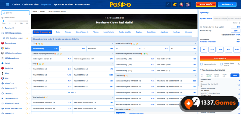 apostar en el partido de la champions league