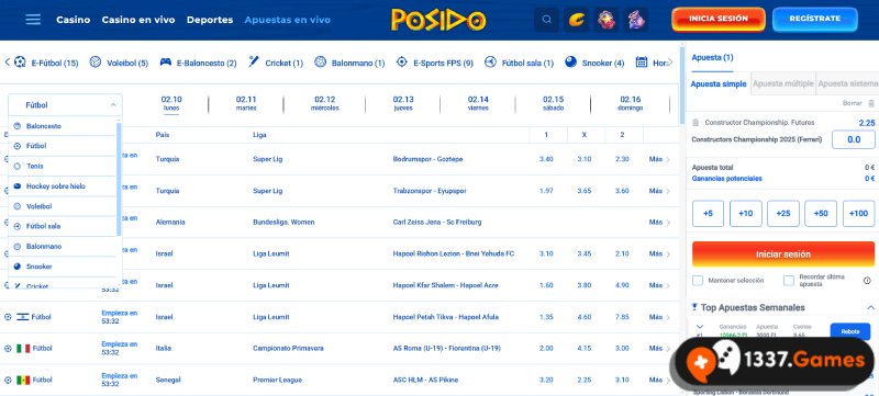 ver fórmula en directo en el sitio de la casa de apuestas