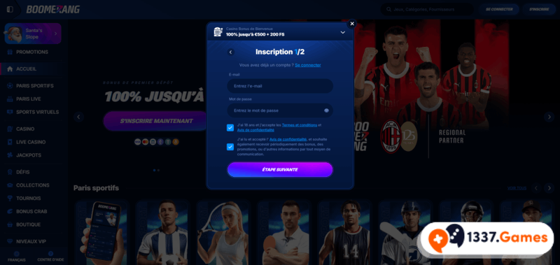 Inscription au casino avec bonus