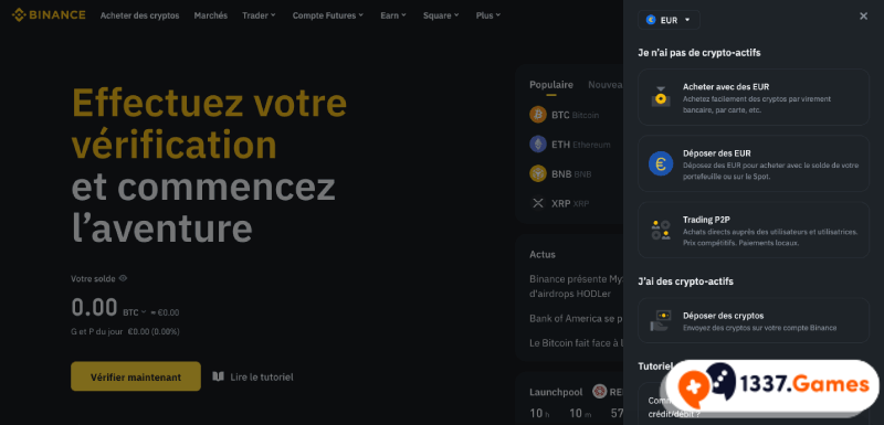 Dépôt de portefeuille crypto