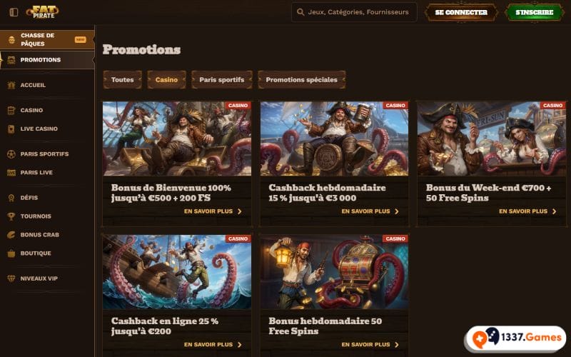 FatPirate casino en ligne FR bonus