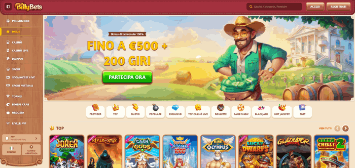 Billy Bets Bitcoin Casinò e scommesse sportive