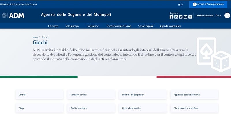 Agenzia delle dogane e dei Monopoli Homepage