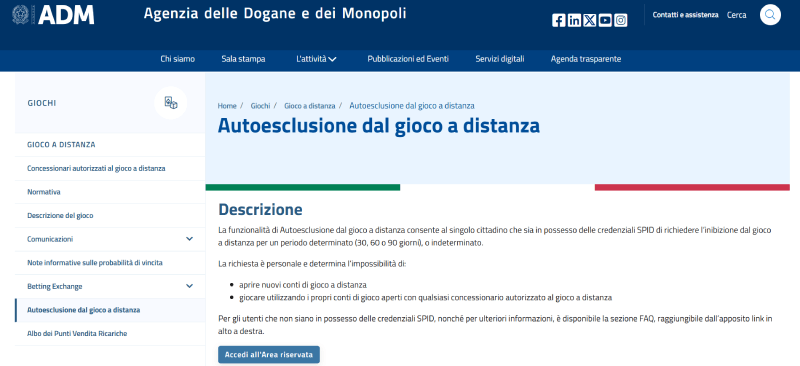 Autoesclusione trasversale AAMS