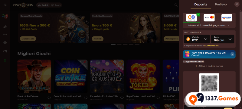 Deposita con criptovalute in un casinò senza KYC