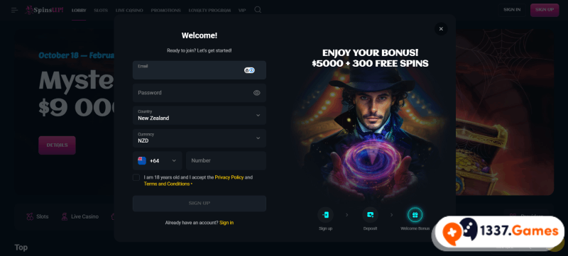 Sign up at the new online casino