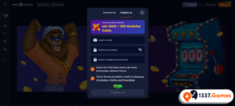 registo em Nine Casino Portugal