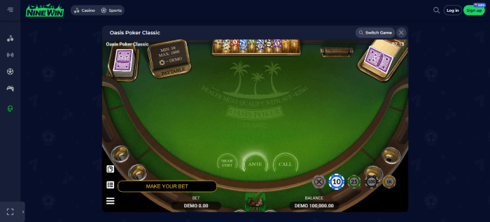 Play poker not on GamStop at Ninewin