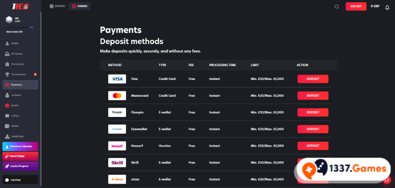 Payment methods on international betting sites