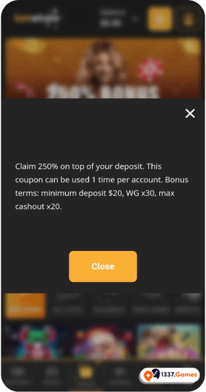 Mobile casino app bonuses at Betwhale