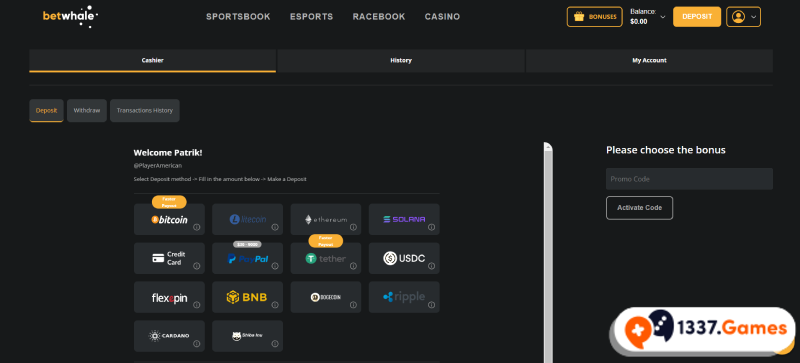 Deposit funds at an offshore Casino