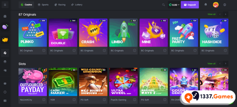 BC.Game casino spelaanbod
