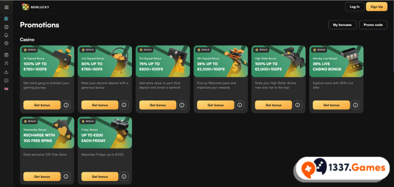 bonussen bij Newlucky online casino