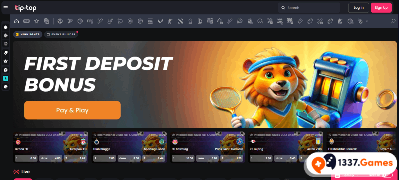 Tip-Top bookmaker zonder registratie