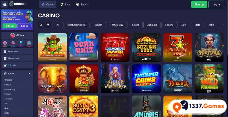 Binobet Casino spelaanbod