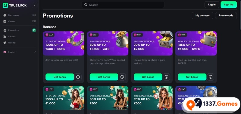 TrueLuck Casino Beste bonussen