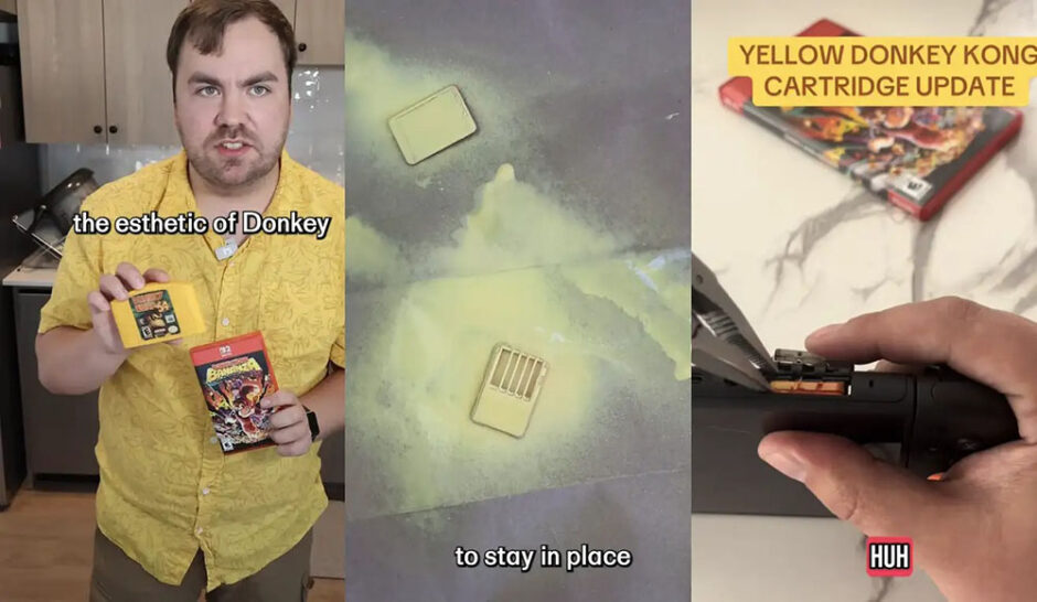 Man gaat viraal door zijn Donkey Kong Bananza-cartridge felgeel te verven, maar sloopt per ongeluk zijn Switch 2-console