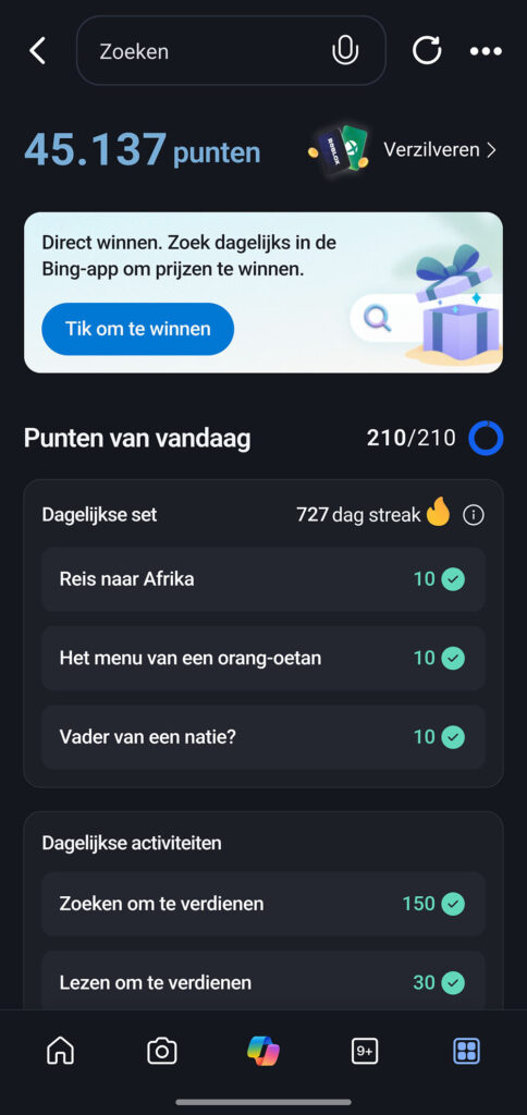 Bing Applicatie Microsoft Rewards