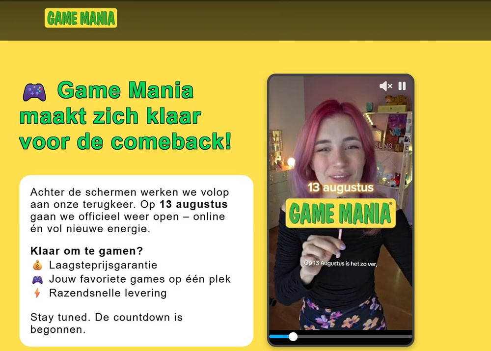Game Mania heropening aankondiging